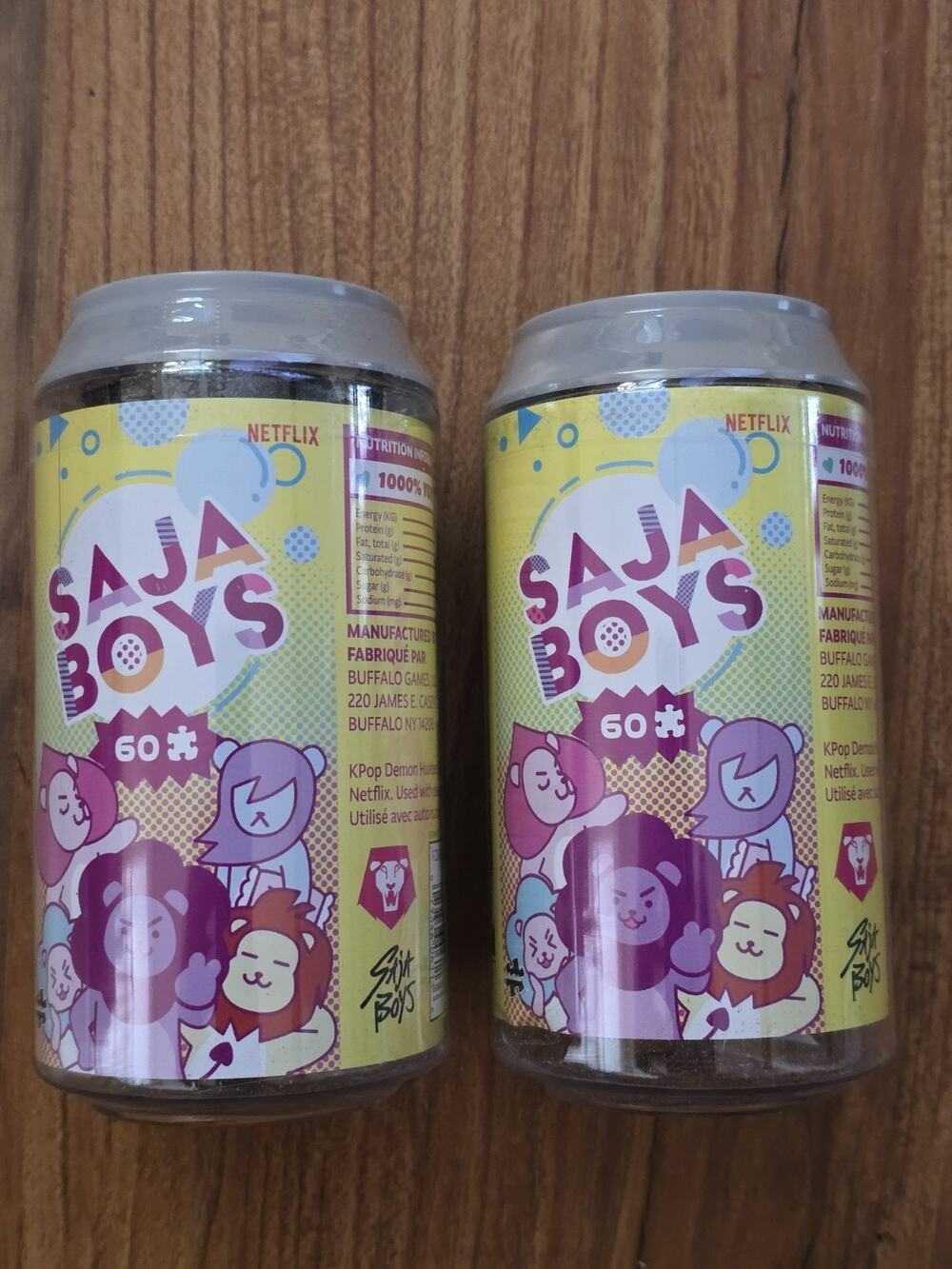 2 K-Pop Demon Hunters Saja Boys Soda Pop Can 60 Piece Puzzles Netflix S6